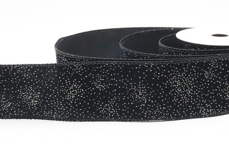 Zwart effen velourslint met glinsterend stofeffect_KW0476GC-53-53